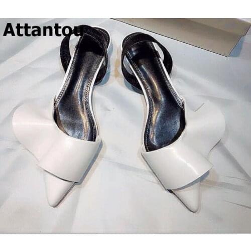 White Black Leather Sling Back Pointed Toe Stiletto Heeled Pumps Women Punk Style Sexy Party Ladies High Heels Dress Shoes
