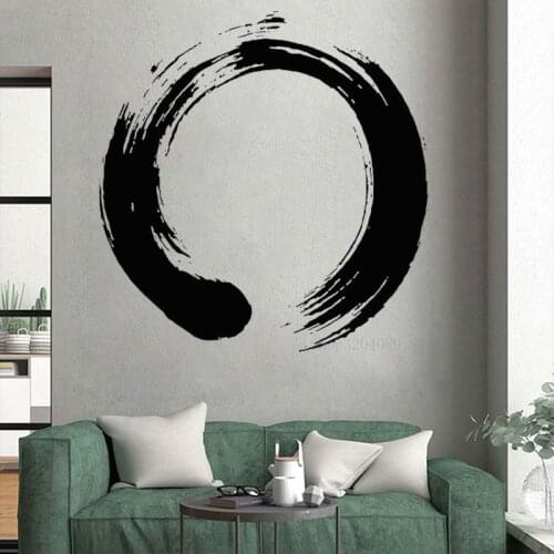 Funny Wall Sticker Vinyl Creative Circle Enso Zen Buddhasim Calligraphy Decal For Bedroom Living Room Art Decor Mural CN094