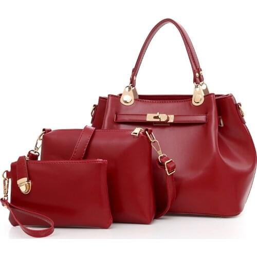 2018 New Women Bags Designer Set 3 Pcs Leather Handbag Women Large Tote Bags Ladies Shoulder Bag Handbag+Messenger Bag+Purse