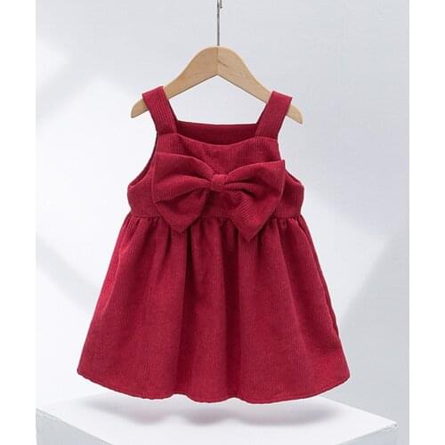 Kids Christmas Clothing Girl Party Dresses Sleeveless Corduroy Autumn Winter Princess Birthday Costumes