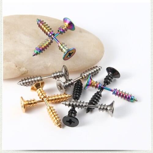 1Pair Punk Style Titanium steel Stud Earrings Men Women Ear Jewelry Rock Halloween Gothic Unisex Piercing Earring Jewelry Gift