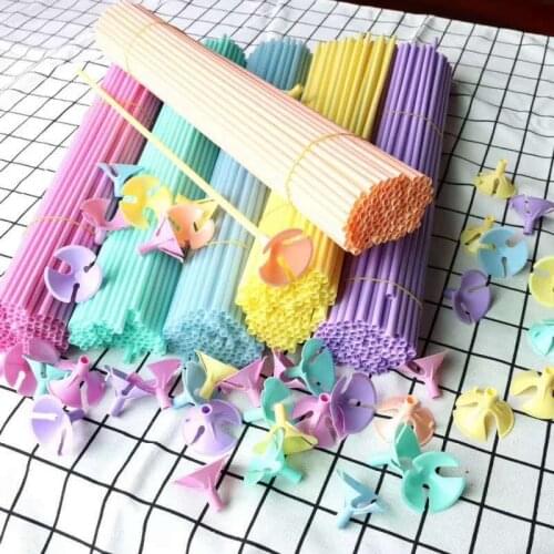 100pcs macaron color balloon rod holder foreign trade original material balloon cup stick accessories plastic rod holder