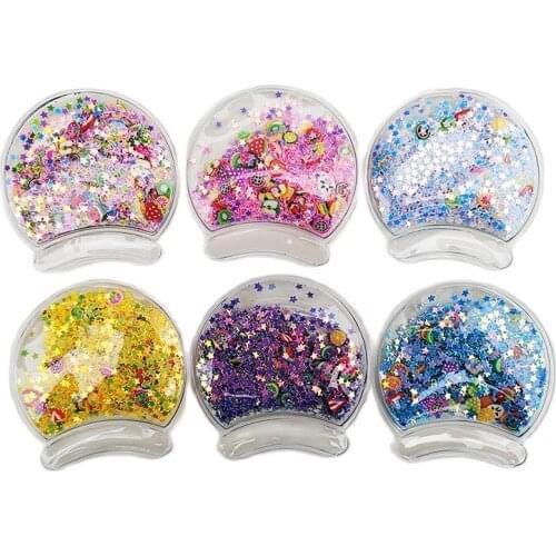 12Pcs/Lot 6CM Bling Bling Sequin Quicksand Round Ear Appliques For Girls DIY Hairband Accessories Patches