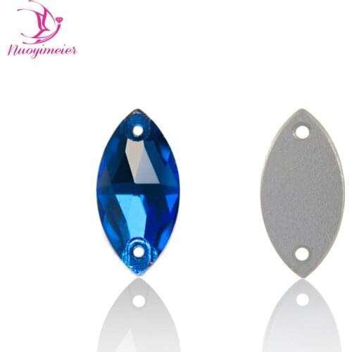 3223 Blue Zircon Navette 6x12mm 7x15mm 9x18mm Crystal Flatback Rhinestones Sew On Stones Strass Crystal for Clothes