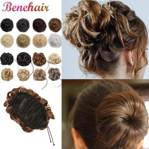 BENEHAIR Scrunchy Hair Bun Synthetic Hair Extensions Chignon Donut Chignon Drawstring Hairpieces Fake Hair Bun For Women