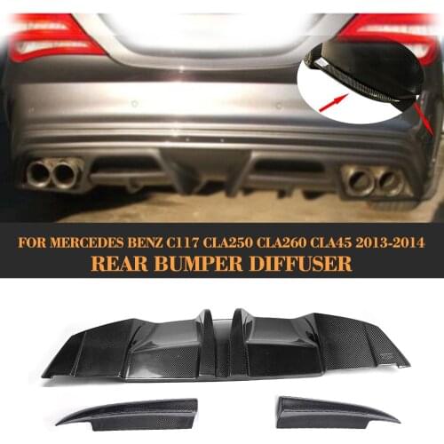 CLA Class Carbon Fiber Auto Car Rear Bumper Lip Diffuser With Splitters For Mercedes Benz W117 C117 CLA45 AMG Sedan 2013 2014