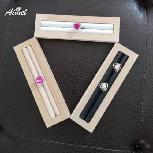 Wood Mini Earring Jewelry Display Stand 1Slot Ear Clip Stud Storage Accessories Case Diamond Ring Earring Jewelry Organizer Tray