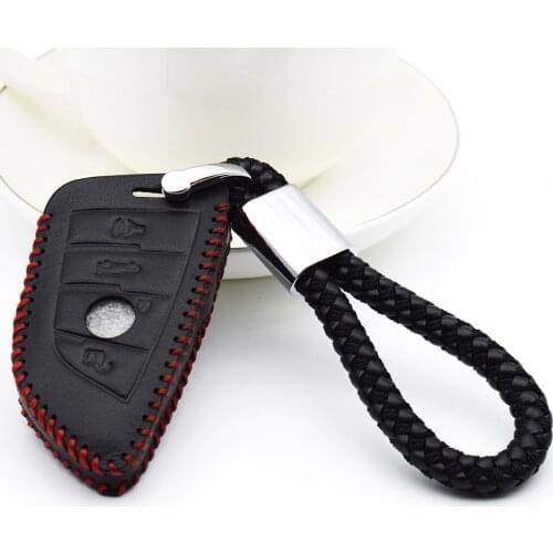 Leather Car Key Case Remote Cover for BMW 1 2 3 4 5 6 7 Series X1 X3 X4 X5 X6 F30 F34 F10 F07 F20 G30 F15 F16 Chain Accessories