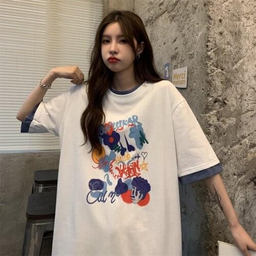 Summer new style drawstring stitching gray t-shirt womens short cropped BM wind retro cotton short-sleeved shirt