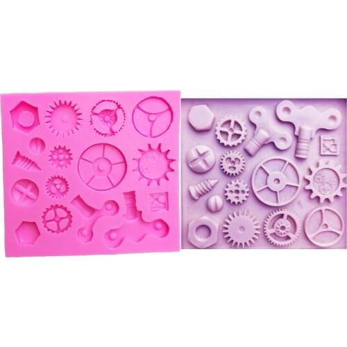 M0576 Mechanical Screw Gear Cake Border Fondant Cake Molds for Kitchen Baking cake Decoration Tool