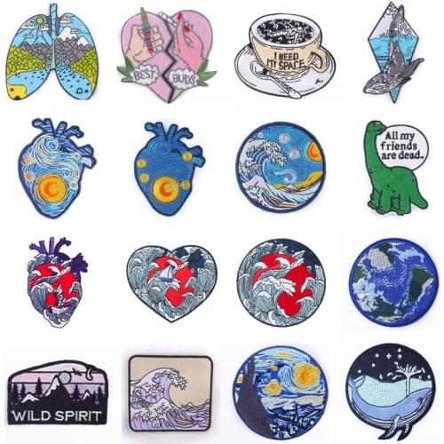 Cartoon Wilderness Patch For Clothing Stickers Embroidery Patch On Clothes Stickers Badges Iron On Patches DIY On Jeans Applique