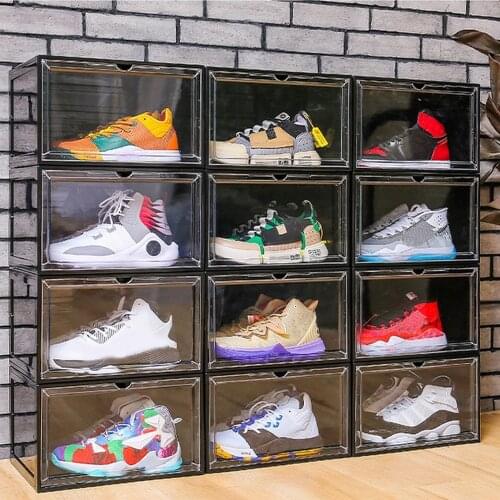 Sneaker Box Organizer AJ Basketball Shoes Dust-proof Storage Box Shoes Display Superimposed Transparent Organizers Cabinet