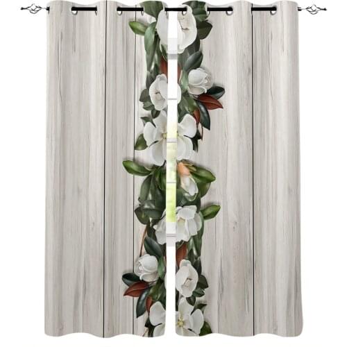 Wood Grain Magnolia Plant Flowers Blackout Curtains For Kitchen Bedroom Kids Room Window Treatment Curtains for Living Room
