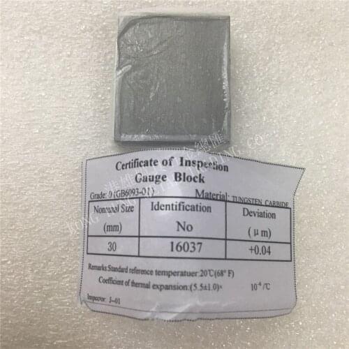 Hard Alloy Tungsten Carbide gauge block 30mm Grade 2