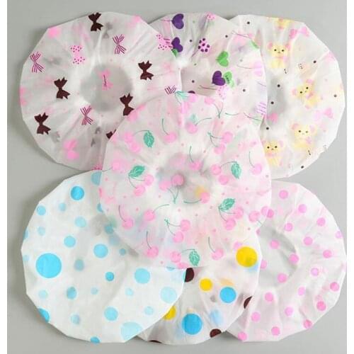 Dot Waterproof Shower Cap Reusable Thicken Elastic Bath Hat Bathing Cap for Women SPA Hair Cover Salon Accessory Bathroom Tool