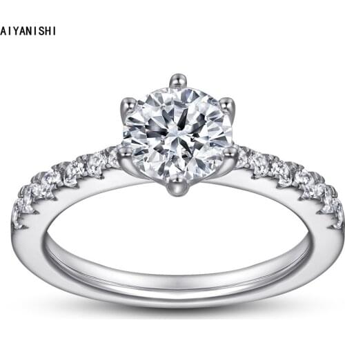 AIYANISHI 925 Sterling Silver 1CT Rings for Women Bridal Engagement Wedding Silver Rings Anniversary Promise Ring Jewelry Gifts