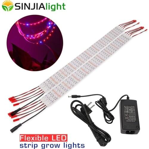 10pcs/lot 5W Led Strip Grow Light Bar+DC12V Adapter 50cm LED Strips for Plants Phytolamp Indoor Cultivo Hydroponic Seedlings