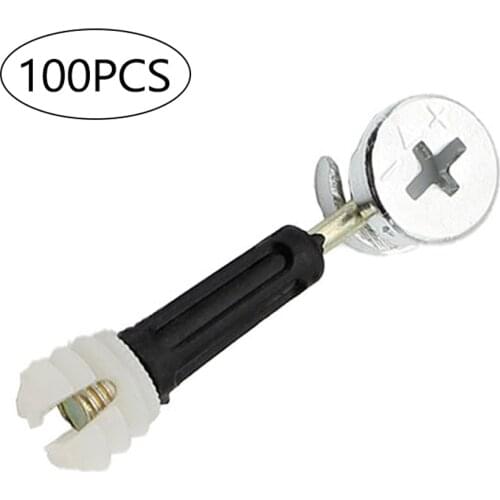 100 PCS Furniture Side Connecting Cam Fitting Pin Dowel Pre-inserted Nut Furniture Assembly Furniture Connecting Fittings