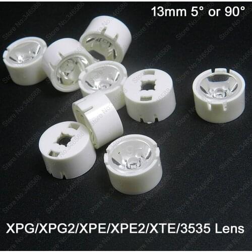 10x 13mm CREE XPE XPE2 XPG XPG2 XTE Epiled/Semiled 3535 LED Emitter 90 Degree Bead or 5 Degree Clear Surface PC Plastic LED Lens
