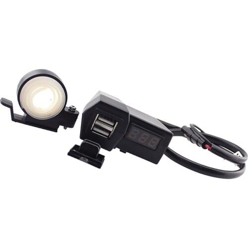 12V USB Waterproof Cigarette Lighter Power Port Socket Motorcycle Bike Scooter with Red LED Voltmeter