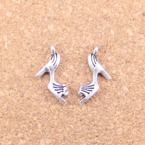 28pcs Charms high-heeled shoes 20x11mm Antique Pendants,Vintage Tibetan Silver Jewelry,DIY for bracelet necklace