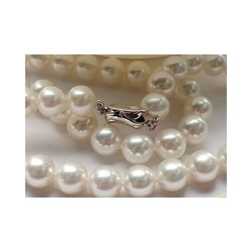 18inch 9-10mm genuine natural south sea white pearl necklace 14k