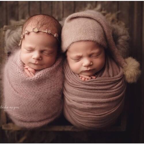 Newborn Baby Photography Props Baby Girls Baby Boys Infat Swaddle Wrap Hat Set 2pcs KF411