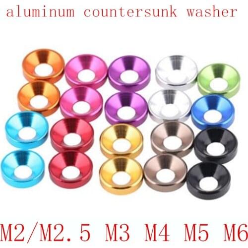 10pcs/lot aluminum washer m2 m2.5 M3 M4 M5 M6 m8 colourful Anodized Countersunk Head Bolt Washers Gasket