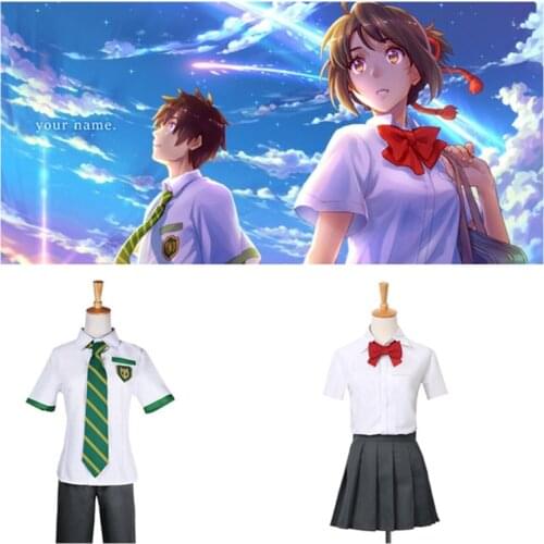 2019 Anime Kimi No Na Wa Your Name Tachibana Taki and Miyamiu Mitsuha Cosplay Costumes Boys Girls School Uniform Suits Costume