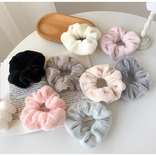2021 Winter Fur Scrunchies Furry Elastic Hair bands For Women Girls ponytail Holders Rope soft Plush Hair Ties Hair Accessories