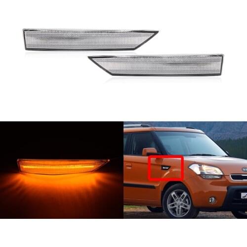 2x Fits For Kia Soul 2009 2010 2011 2012 2013 Clear Lens Amber Front Led Side Marker Lights Indicator