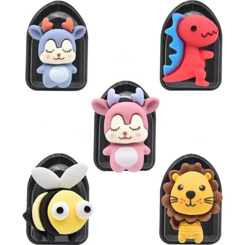 5Pcs Cute Cartoon Car Hooks Adhesive Plastic Car Hook Organizers Car Back Seat Hooks For Charging Cables Keys Wallets Handbags