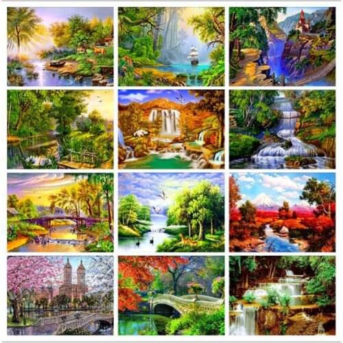 Full Square drill Diamond Painting 5D DIY Diamond Embroidered Landscape Series Patterns Cross Stitch Round Diamond Mosaic