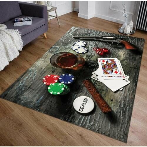 Gambling, Playing Card Patterned Carpet ,Non Slip Floor Carpet,Teens Carpet,Turkish Rug