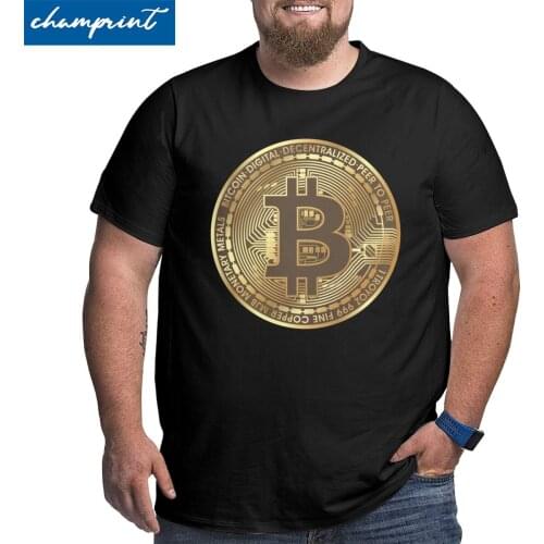 Bitcoin T-Shirts for Men Crypto Btc Blockchain Geek Big Tall Tees Short Sleeve T Shirt Plus Size Big Size Large 4XL 5XL 6XL Tops