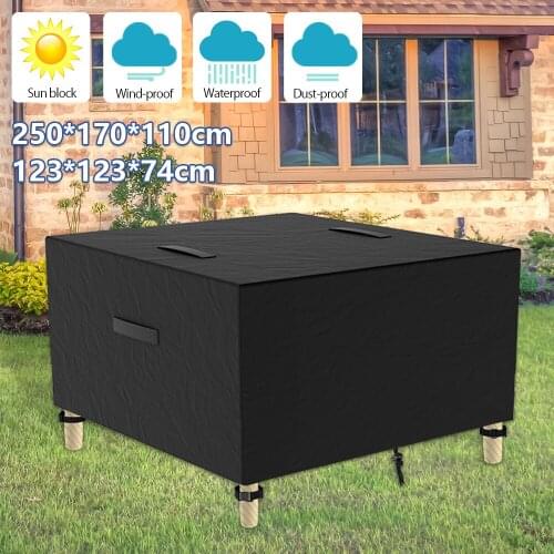 Furniture Cover Rectangular Garden Table Chairs Set Cover Oxford Cloth Lawn Furniture Protector with Windproof Buckles Supplies
