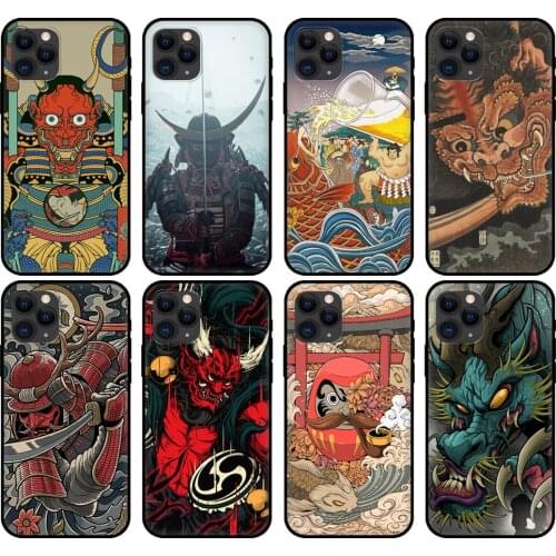 Black tpu case for iphone 5 5s se 2020 6 6s 7 8 plus x 10 XR XS 11 12 mini pro MAX back cover Japanese samurai A