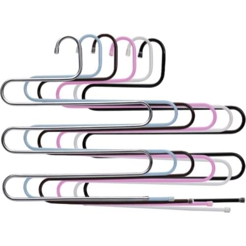 Colorful S type Metal pants rack clothing hanger European style trousers storage clip A217224