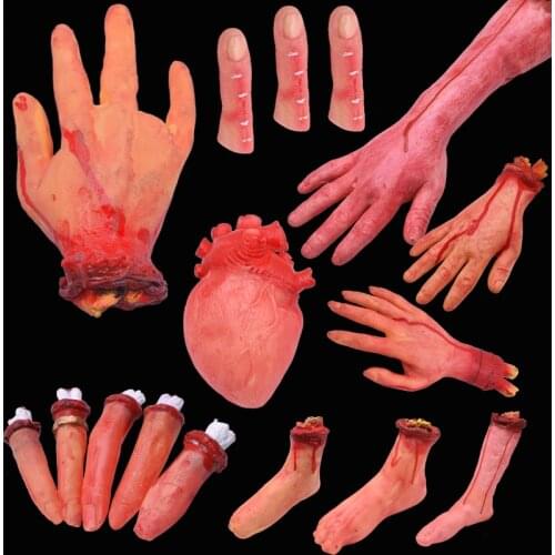 1PC Horror Halloween Decor Blood Horror Broken Hand Foot Latex Fake Finger Brain Heart For Halloween Party Supplies Scary Props