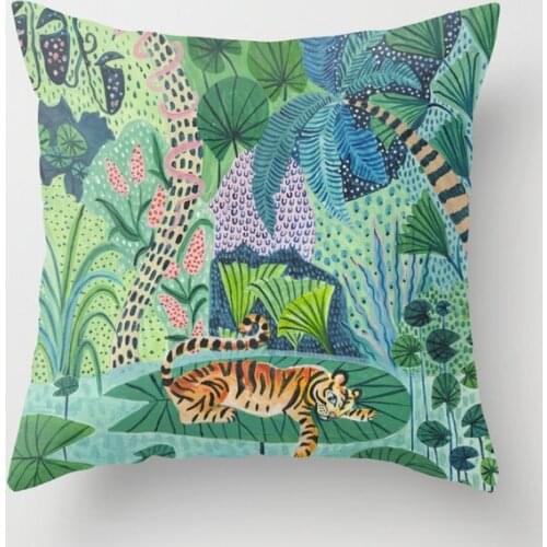 Jungle Tiger Decorative Pillow Cushion Covers Square Pillowcase for Sofa Cotton Linen Pillow Cover