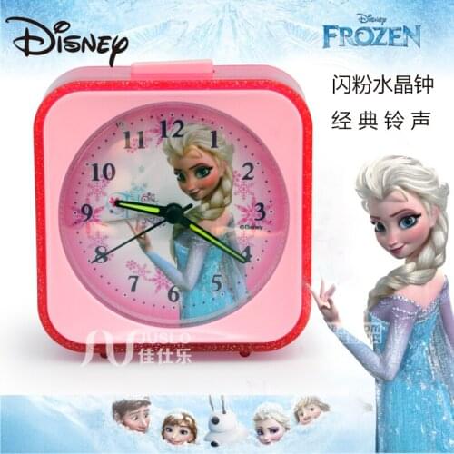 Disney Alarm Clock Frozen Silent Alarm clock Night Light Cartoon children Princess Elsa lazy bedside table small alarm clock
