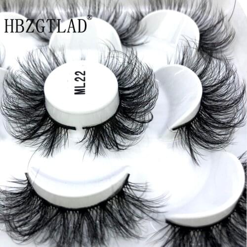 HBZGTLAD 3D Mink Lashes 5 Pairs Natural False Eyelashes Fluffy Soft Wispy Volume Dramatic Long Cross Eyelash Extension Makeup