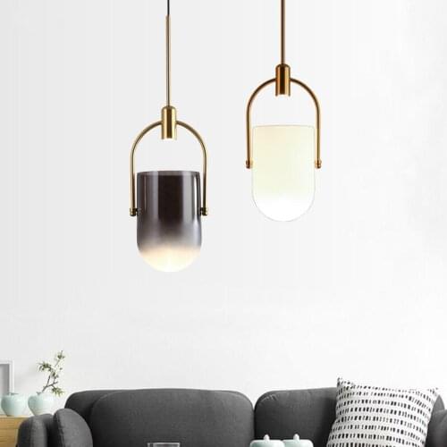 IKVVT Modern Glass Pendant Lights Nordic Creative Black Hanging Lamp For Restaurant Livingroom Bar Cafe Shop Deco Maison Lustre