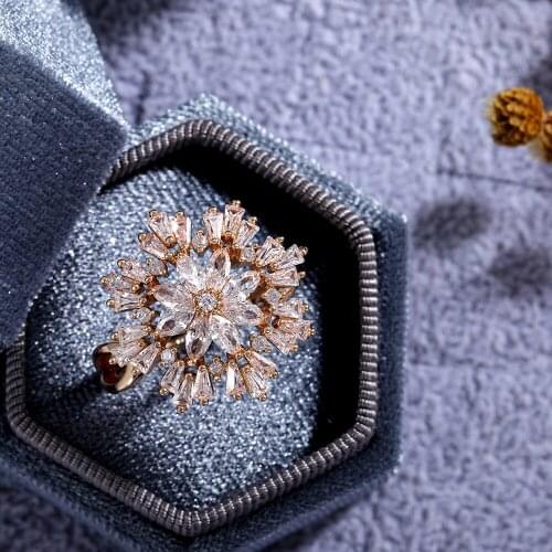 CAOSHI Luxury Gorgeous Design Massive Ring for Women Aristocratic Party Finger Ring Dazzling Crystal 3 Colors Adjustable Jewelry