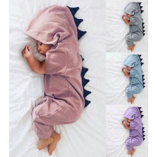 Citgeett Dinosaur Romper Newborn Infant Baby Boys Girls Jumpsuit Cute Zipper Summer Clothes Hooded Outfits