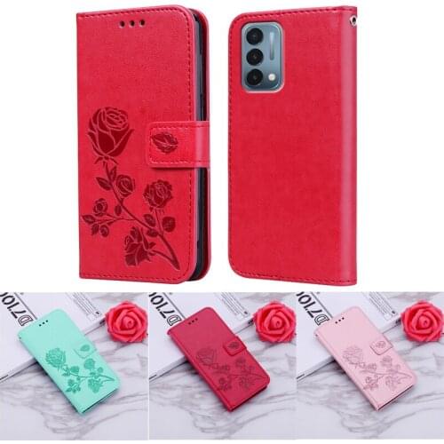Patterned Rose Flower Leather Phone Holster For Carcasa OnePlus Nord 2 N200 N100 N10 5G Wallet Case on OnePlus Nord CE 5G Cover
