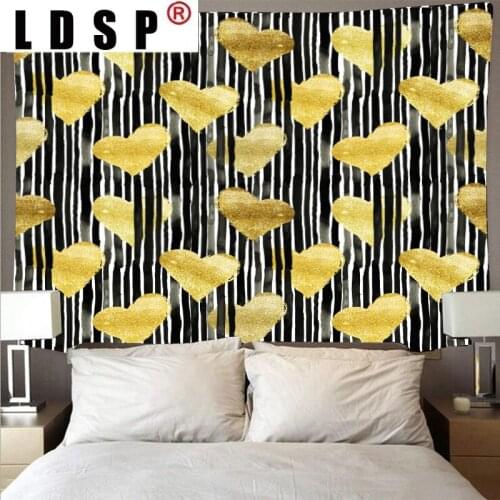 LDSP Golden Geometric Pattern Tapestry Wall Art Tapestry Psychedelic Wall Hanging Beach Towel Polyester Fiber Thin Blanket Decor