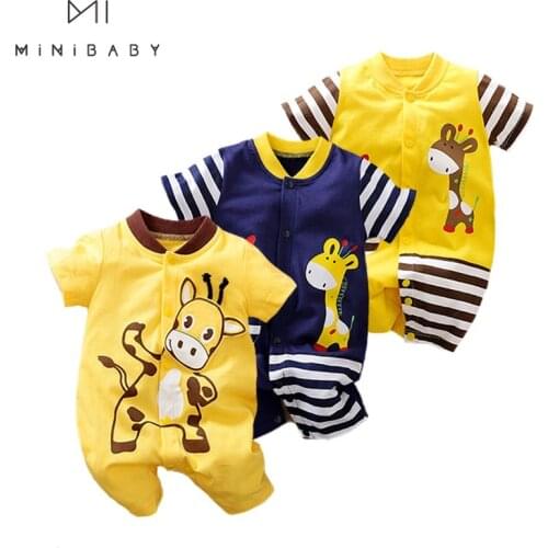 Summer Baby Boys Clothes Cartoon Rompers 2021 Newborn Cotton Jumpsuits For Girls Short Sleeve Kids Clothing 0-24m Animal Costume