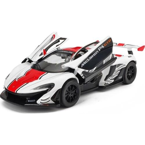 1/32 Die Cast McLaren 600LT P1 GTR Sports Car Model Toy Alloy Sound Light Pull Back Supercar Toys Gifts Vehicle