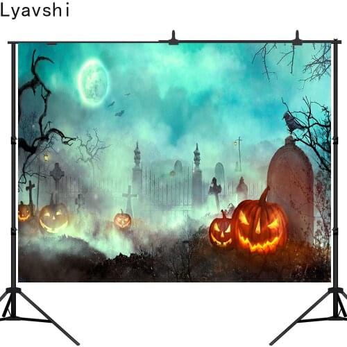 Lyavshi Halloween Photography Background Scary Graveyard Tombstone bat pumpkin Children Adults Portraits backdrop Photo Studio